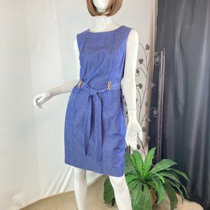 Ellen Tracy Denim Look Dress Bamboo Belt Carriers